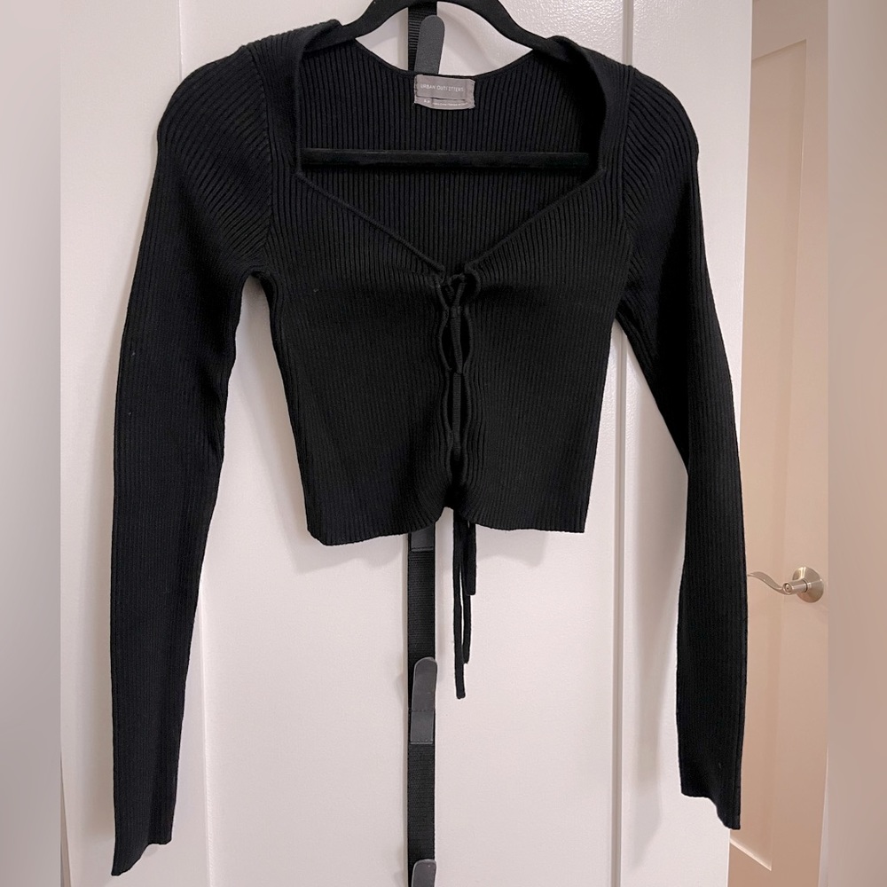 Urban Outfitters Cropped Ribbed Top - Size Small - Black